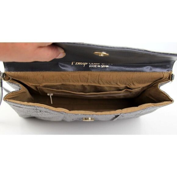 PHILIP LAURENCE MADE IN SPAIN GRAY REAL SNAKE SKIN SHOULDER BAG CROSSBODY PURSE - Picture 12 of 16